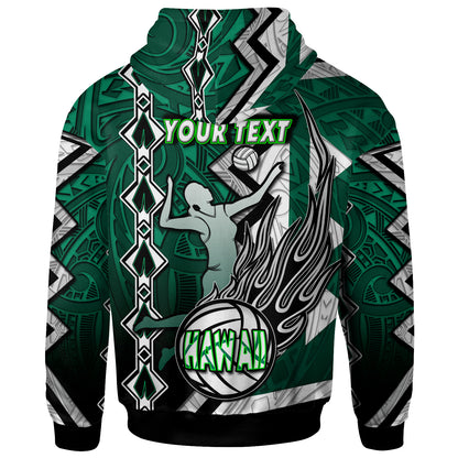 Hawaii Volleyball Hoodie - Custom Hawaii Volleyball Hibicus With Polynesian Patterns Custom Name And Number Hoodie