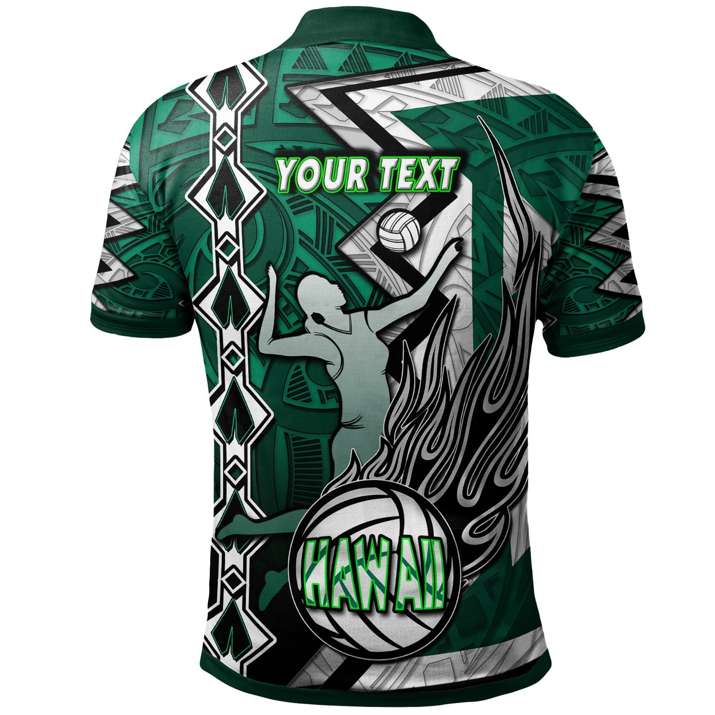 Hawaii Volleyball Polo Shirt - Custom Hawaii Volleyball Hibicus With Polynesian Patterns Custom Name And Number Polo Shirt