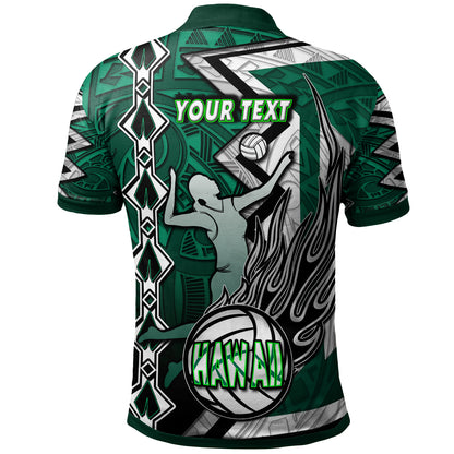 Hawaii Volleyball Polo Shirt - Custom Hawaii Volleyball Hibicus With Polynesian Patterns Custom Name And Number Polo Shirt