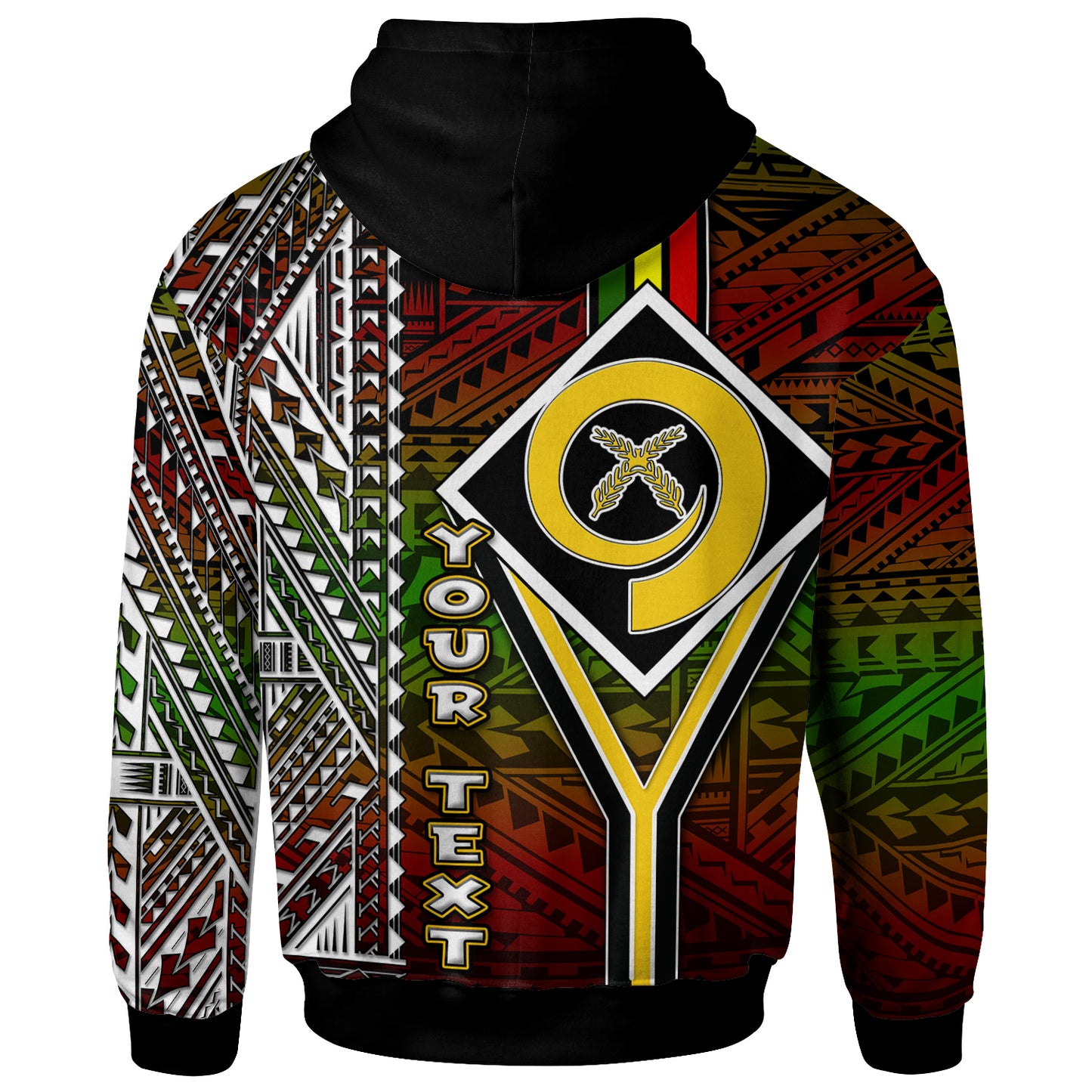 Vanuatu Hoodie - Custom Vanuatu Independence Anniversary Flag Style Polynesian Patterns Hoodie