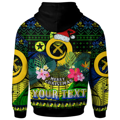 Malampa Polynesian Christmas Hoodie - Custom Malampa Vanuatu Coat of Arms Christmas Hat Polynesian Patterns Hoodie