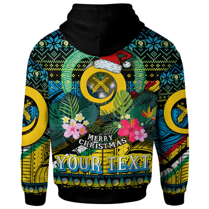 Torba Polynesian Christmas Hoodie - Custom Torba Vanuatu Coat of Arms Christmas Hat Polynesian Patterns Hoodie