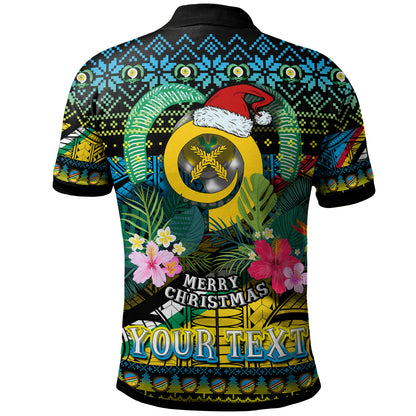 Torba Polynesian Christmas Polo Shirt - Custom Torba Vanuatu Coat of Arms Christmas Hat Polynesian Patterns Polo Shirt