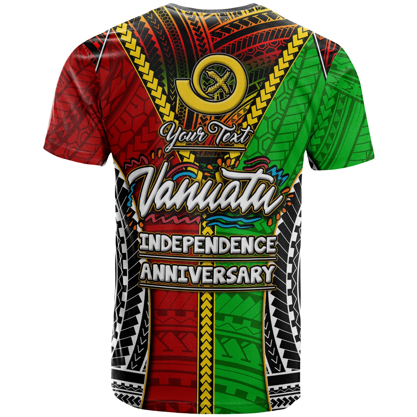 Vanuatu T-Shirt - Custom Vanuatu Independence Anniversary With Polynesian Patterns T-Shirt