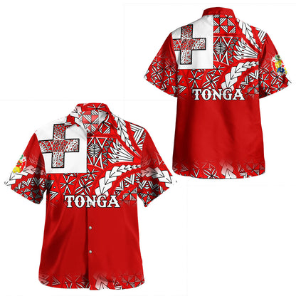 Tonga Combo Dress And Shirt Flag Color With Traditional Patterns