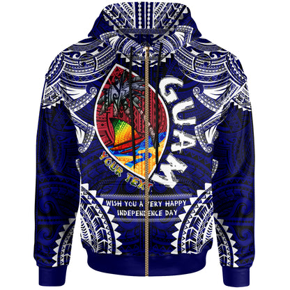 Guam Hoodie - Custom Guam Independence Day '' Wish You A Very Happy Independence Day '' With Polynesian Patterns