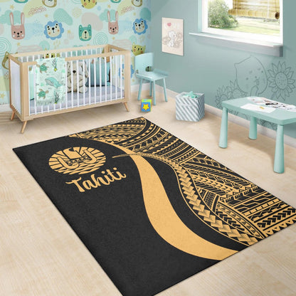 Tahiti Area Rug - Gold Polynesian Tentacle Tribal Pattern