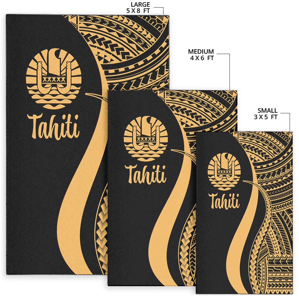 Tahiti Area Rug - Gold Polynesian Tentacle Tribal Pattern