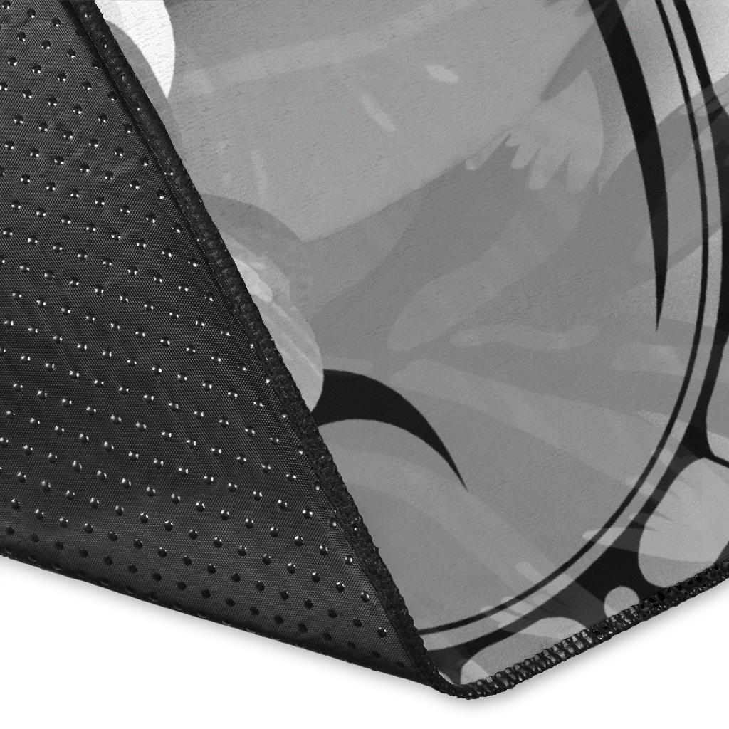 Tahiti Area Rug - Humpback Whale with Tropical Flowers (White)