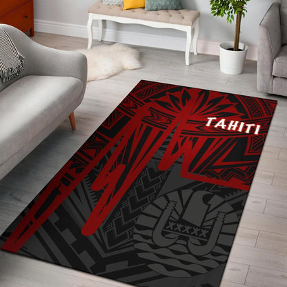 Tahiti Area Rug - Tahiti Seal In Heartbeat Patterns Style (Red)