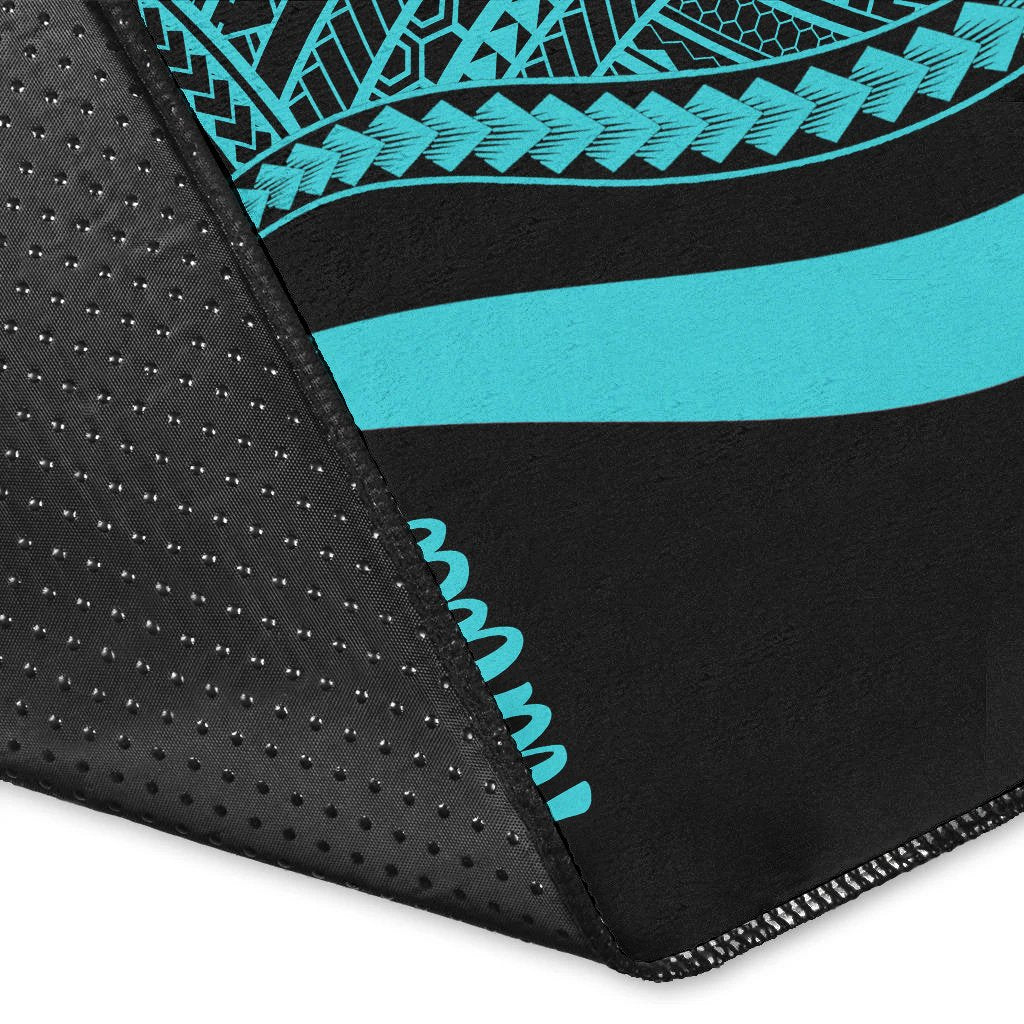 Tahiti Area Rug - Turquoise Polynesian Tentacle Tribal Pattern