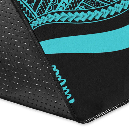 Tahiti Area Rug - Turquoise Polynesian Tentacle Tribal Pattern