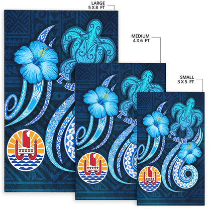 Tahiti Area Rug - Turtle and Tribal Tattoo Of Polynesian