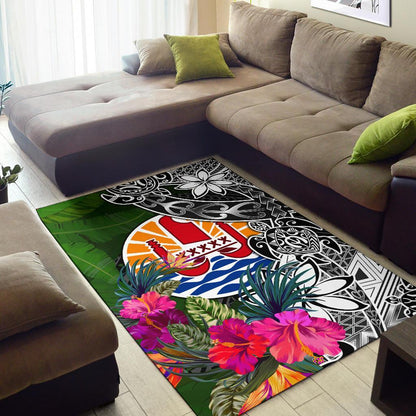 Tahiti Area Rug - Turtle Plumeria Banana Leaf