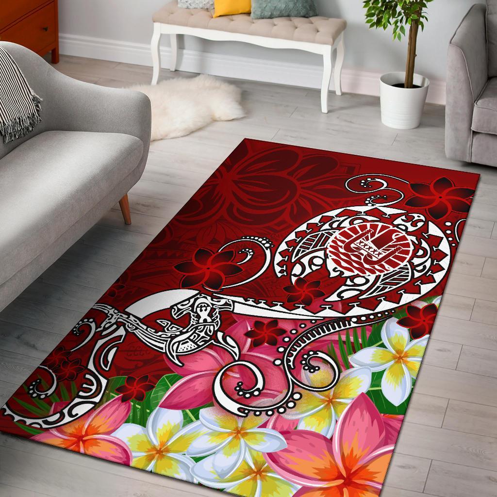 Tahiti Area Rug - Turtle Plumeria (Red)