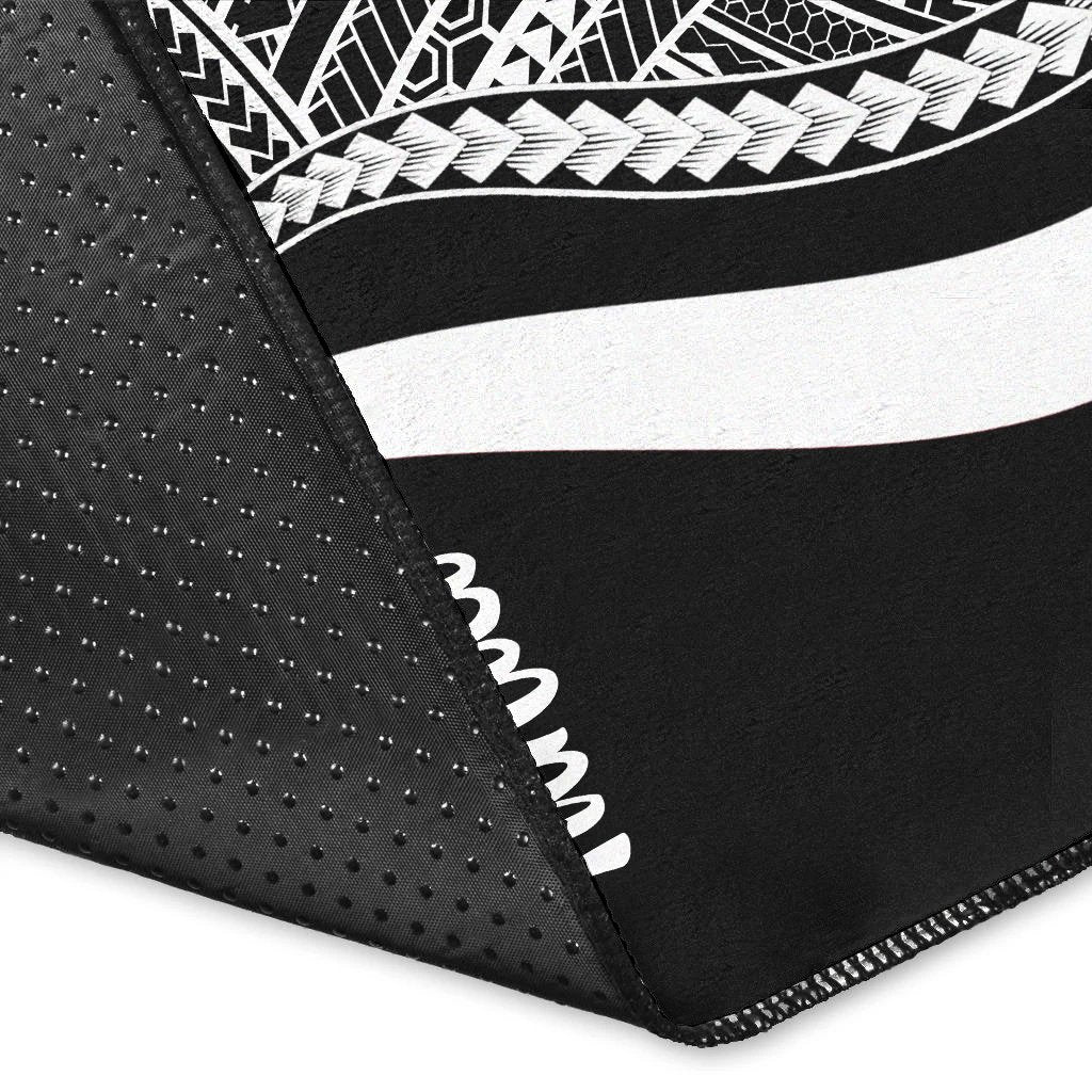 Tahiti Area Rug - White Polynesian Tentacle Tribal Pattern