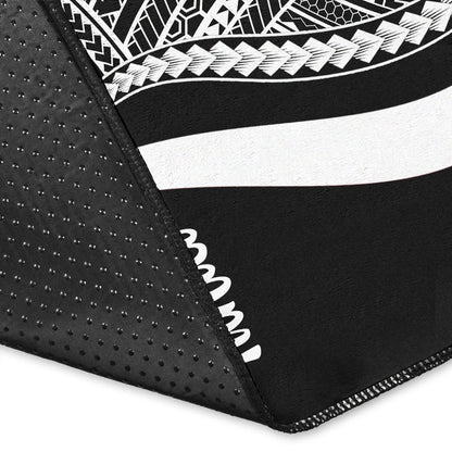 Tahiti Area Rug - White Polynesian Tentacle Tribal Pattern