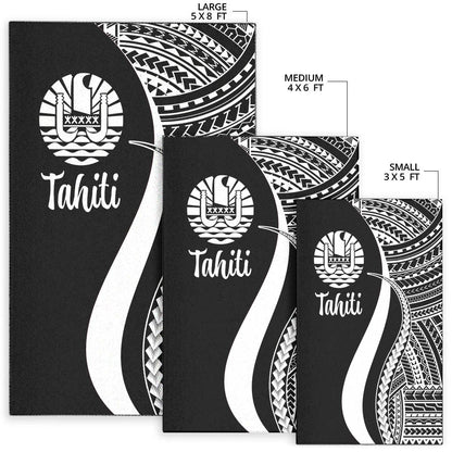 Tahiti Area Rug - White Polynesian Tentacle Tribal Pattern