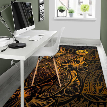 Tahiti Area Rugs Turtle Hibiscus Gold