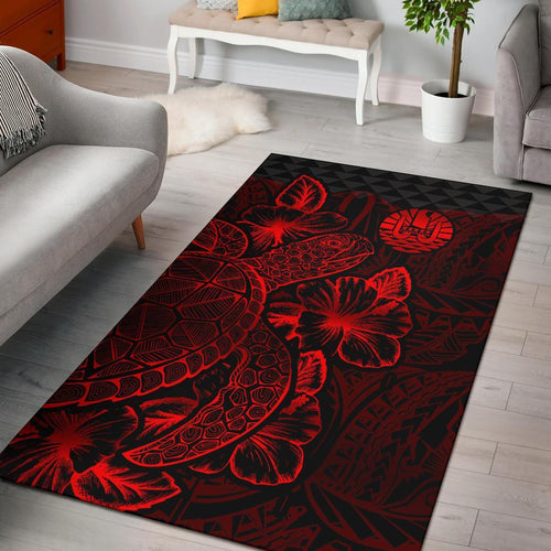 Tahiti Area Rugs Turtle Hibiscus Red