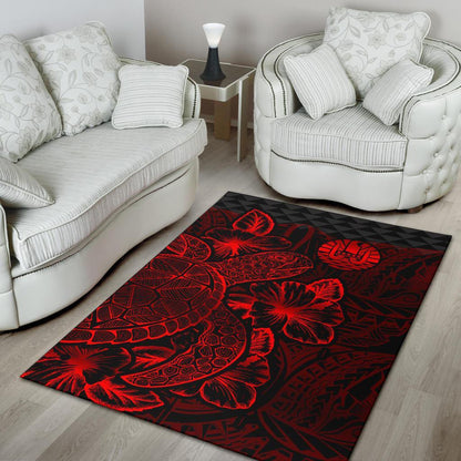 Tahiti Area Rugs Turtle Hibiscus Red