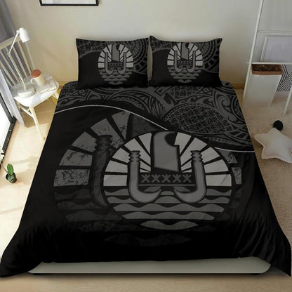 Tahiti Duvet Cover Set - Tahiti Flag Black