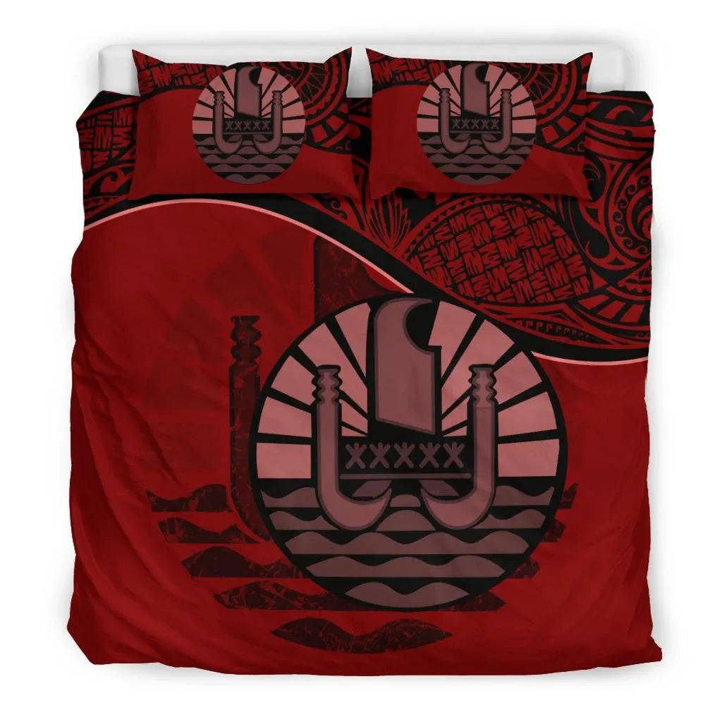 Tahiti Duvet Cover Set - Tahiti Flag Red