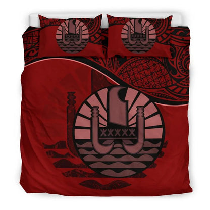 Tahiti Duvet Cover Set - Tahiti Flag Red