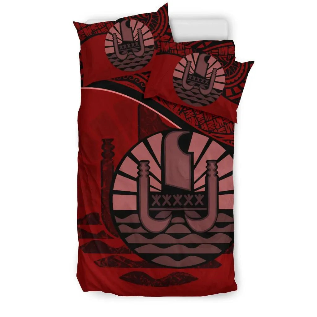 Tahiti Duvet Cover Set - Tahiti Flag Red