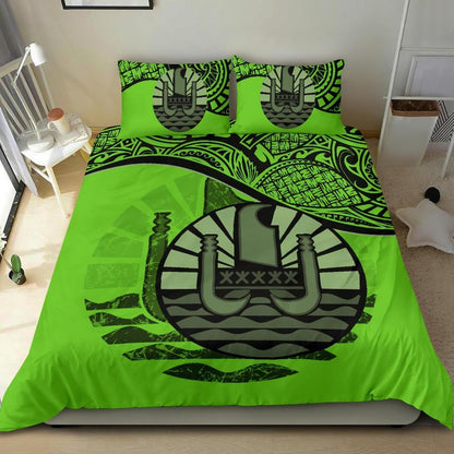 Polynesian Duvet Cover Set - Tahiti Bedding Set Green