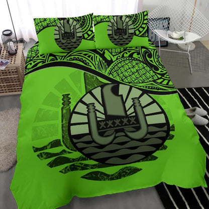 Polynesian Duvet Cover Set - Tahiti Bedding Set Green
