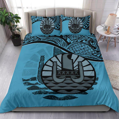 Polynesian Duvet Cover Set - Tahiti Bedding Set Blue