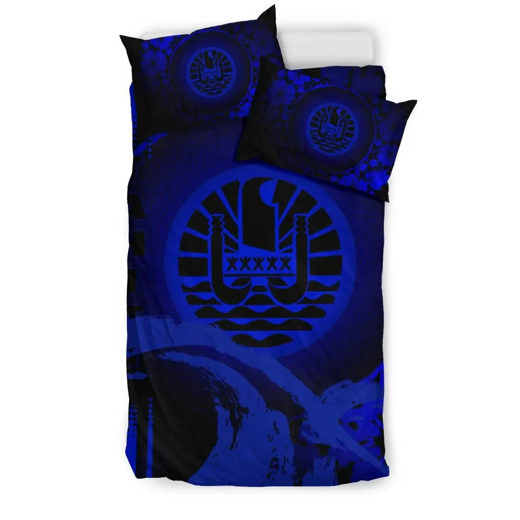 Tahiti Duvet Cover Set - Hibiscus And Wave Blue