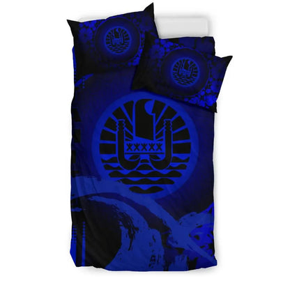 Tahiti Duvet Cover Set - Hibiscus And Wave Blue