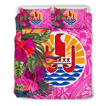 Tahiti Bedding Set - Hibiscus Polynesian Pattern Pink Version
