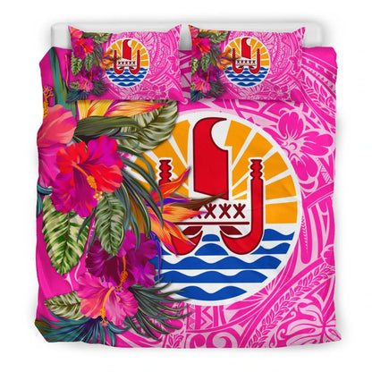 Tahiti Bedding Set - Hibiscus Polynesian Pattern Pink Version