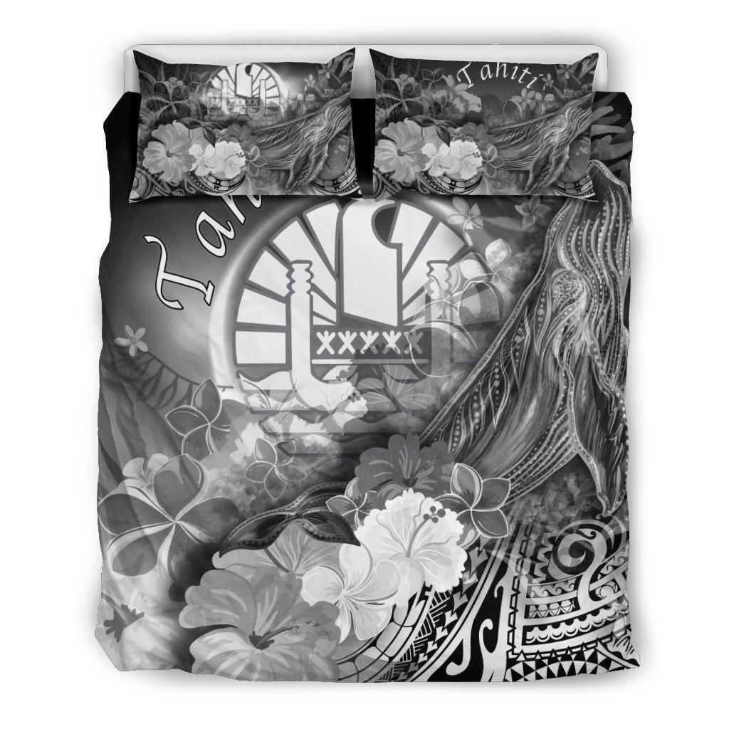 Tahiti Bedding Set - Humpback Whale With Tropical Flowers (White)