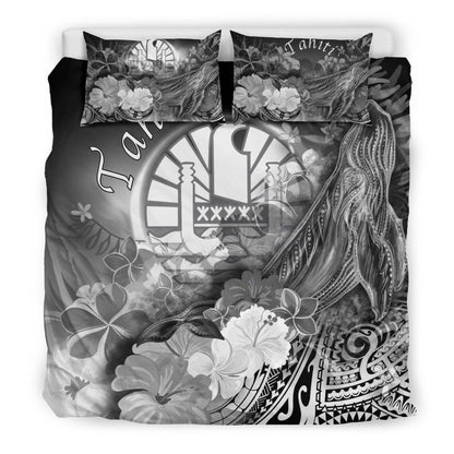 Tahiti Bedding Set - Humpback Whale With Tropical Flowers (White)