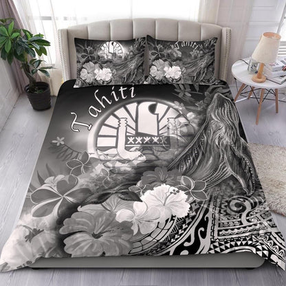 Tahiti Bedding Set - Humpback Whale With Tropical Flowers (White)