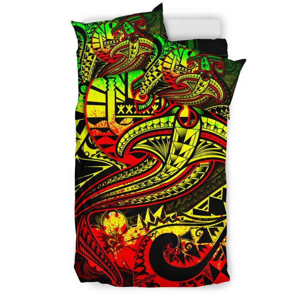 Tahiti Bedding Set - Reggae Shark Polynesian Tattoo