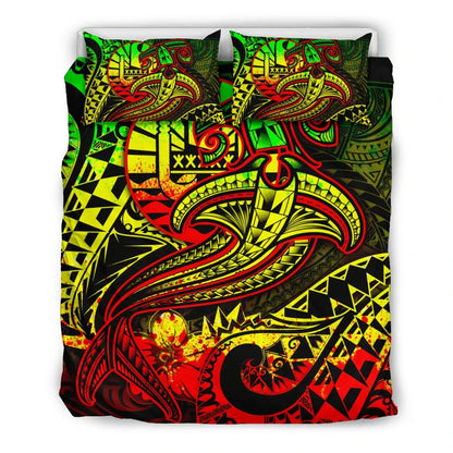 Tahiti Bedding Set - Reggae Shark Polynesian Tattoo