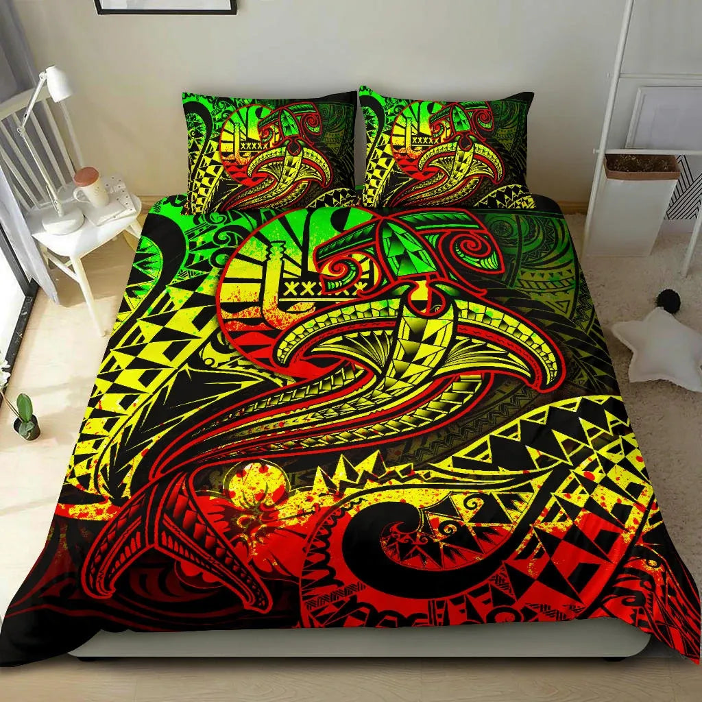 Tahiti Bedding Set - Reggae Shark Polynesian Tattoo