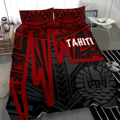 Tahiti Bedding Set - Tahiti Seal In Heartbeat Patterns Style (Red)