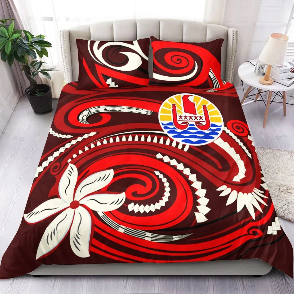 Tahiti Bedding Set - Vortex Style Red Color