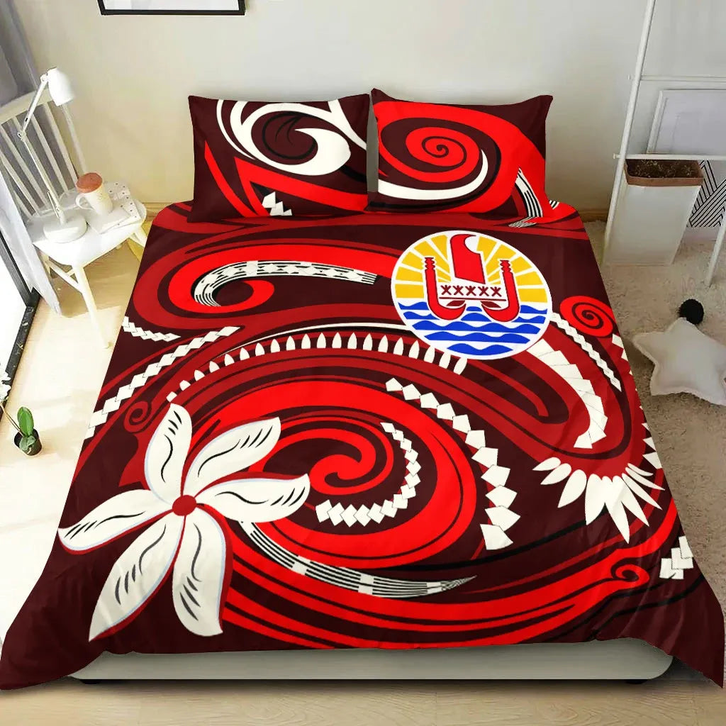 Tahiti Bedding Set - Vortex Style Red Color