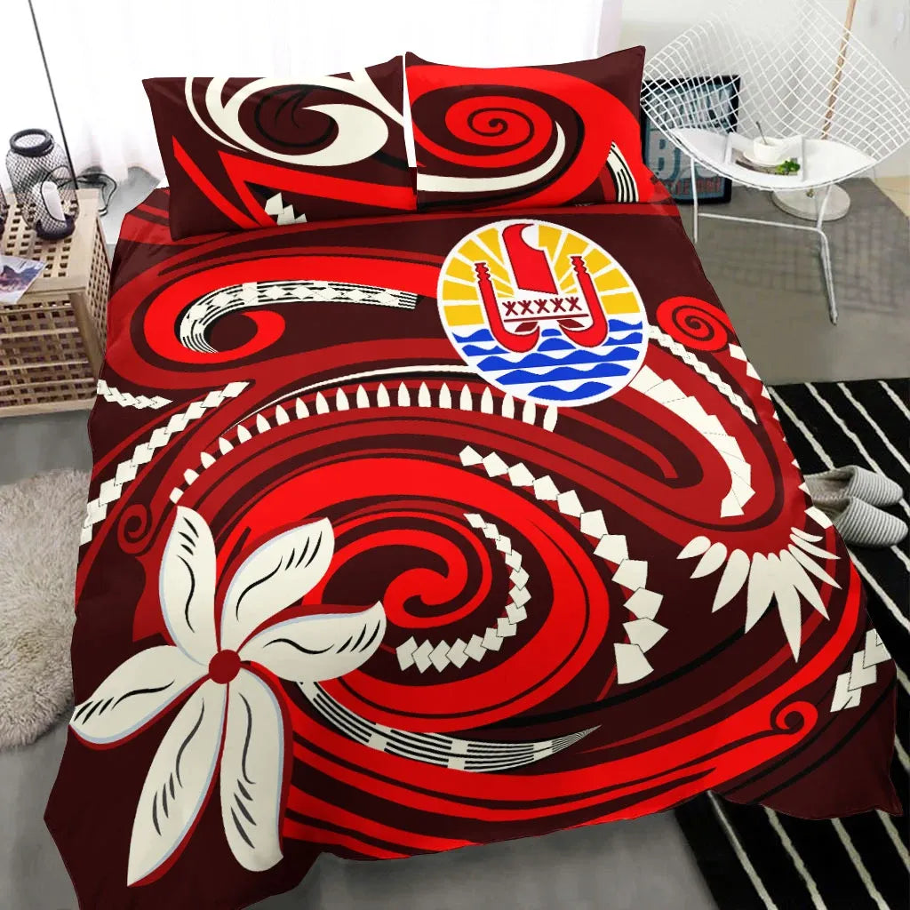 Tahiti Bedding Set - Vortex Style Red Color