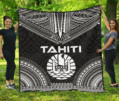 Tahiti Premium Quilt - Tahiti Flag Polynesian Chief Black Version