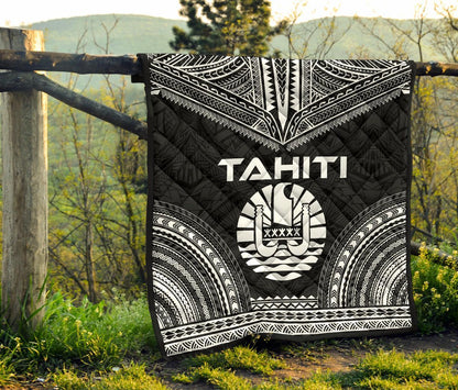 Tahiti Premium Quilt - Tahiti Flag Polynesian Chief Black Version