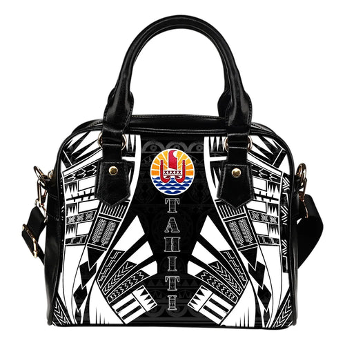 Tahiti Shoulder Handbag - Polynesian Tattoo Black