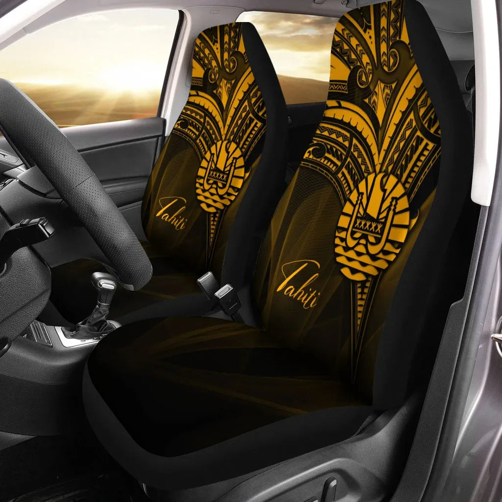 Tahiti Car Seat Cover - Gold Color Cross Style